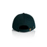 A dark green cap featuring a curved brim and an adjustable strap at the back. It has a logo on the side.