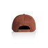 A brown cap with a rounded back and an adjustable strap. The cap features a logo on the side.