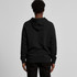 A black hoodie with a hood, featuring a plain back view and a person wearing it.