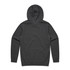 A dark grey hoodie featuring a hood and long sleeves, with a plain back and no visible logos.