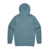 A teal hoodie with a back view, featuring a hood and long sleeves. It has a minimalist design.