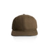 A wool cap in a muted olive green colour featuring a rounded crown and a stiff brim. It has a logo on the front.