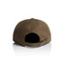 A wool cap in olive green with a rounded back and an adjustable strap. It features a logo on the side.