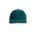 A teal corduroy cap with a structured front and curved brim, featuring a logo on the side.