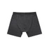 A pair of dark grey trunks with a black waistband, featuring a simple design and no visible logo.