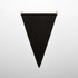 A triangular black canvas pennant flag with a white header and eyelets for attachment.