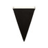 A black canvas pennant flag with metal grommets at the top for hanging.