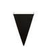 A black canvas pennant flag with a white top edge and metal eyelets for hanging.