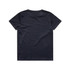 A plain navy youth t-shirt with a crew neck, features a smooth fabric texture and no visible design on the back.
