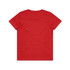 A red youth staple tee with a round neckline and short sleeves. The back view shows a smooth, plain design.