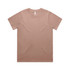 A plain, short-sleeved T-shirt in a soft beige colour, featuring a label inside and a branding logo.