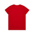 A red t-shirt featuring a plain design, with a crew neck and short sleeves. The back is visible.