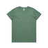 A green basic tee with a round neckline and short sleeves, featuring a brand logo.