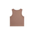 A brown organic rib crop tank top with a simple sleeveless design and a plain back.