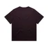 A dark purple t-shirt with a relaxed fit and short sleeves, featuring a branding logo.