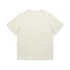 A cream-coloured t-shirt featuring short sleeves and a plain back design. It has a branding logo.