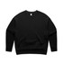 A black jumper with a crew neck design, featuring long sleeves and a relaxed fit. Includes a logo.