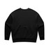 A black jumper with a round neck and long sleeves, featuring a plain design on the back.