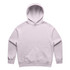 A light purple hoodie with a front pocket and a spacious hood. It features a logo on the design.