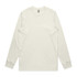 A long sleeve tee in a light cream colour featuring a simple design and a logo.