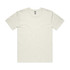 A plain, light cream-coloured T-shirt with a round neckline and short sleeves. It has a branding tag.