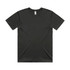 A black T-shirt with a classic crew neck design and short sleeves, featuring a logo on the tag.