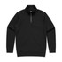 A black half zip crew jumper featuring long sleeves and a straight hem. It has a logo on the front.