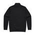 A black half zip crew jumper with a high collar and long sleeves, featuring a subtle logo.