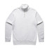 A light grey half zip crew jumper featuring long sleeves and a collar. It has a logo on the front.