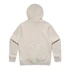 A beige hoodie with a hood, featuring a logo on the back and a relaxed fit.