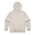 A beige hoodie with a hood, featuring a logo on the back and a relaxed fit.
