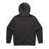 A black hoodie with a standard fit and a spacious hood, featuring a plain design on the back.