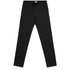 Black standard pants with a slim fit design and a waistband featuring a logo.