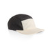 A two-tone nylon cap featuring black and cream colours, designed for headwear. Includes a logo on the side.