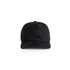 A black cap with a curved brim and a logo on the front, featuring a classic design for kids.