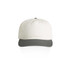 A two-tone cap featuring a white crown and a grey peak. The cap has a logo on the front.