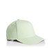 A light green nylon cap with a curved brim and an adjustable strap, featuring a logo on the front.