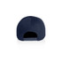 A navy blue cap with a flat brim and adjustable strap at the back, featuring a logo.