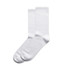 A pair of white business socks presented together. The socks feature a smooth texture and have a simple design.