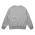 A grey jumper with a round neck and long sleeves, featuring a classic sweatshirt design and a simple back view.