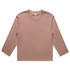 A long-sleeve T-shirt in a soft pink colour, featuring a simple design and a logo.