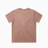 A brown t-shirt with a crew neck and short sleeves. It features a logo on the back.