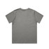 A grey t-shirt featuring a plain back design and a standard fit. It has a logo on the neckline.
