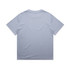 A light blue, heavy faded t-shirt with a casual fit and a plain back. It features a logo near the collar.