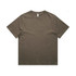 A heavy faded tee in earthy tones, featuring a relaxed fit and short sleeves. The shirt has a branding label at the neck.