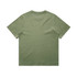 A green heavy faded T-shirt with a simple short-sleeve design and no visible branding.