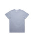 A light blue t-shirt with a classic fit and a tagless label, featuring a logo on the neckline.