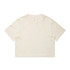 A cream-coloured heavy faded crop tee with short sleeves and a simple design, featuring a logo.