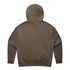 A faded olive green hoodie with a hood, featuring long sleeves and ribbed cuffs. Includes a branding logo.