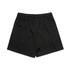 Black sports shorts featuring an elastic waistband and soft fabric. The item includes branding.